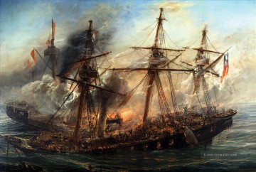  Seeschlachts Malerei - Combate Naval Iquique Thomas Somerscales Kriegsschiff Seeschlacht
